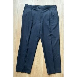 Vintage Burberrys Dress Pants Mens 38/40 Grey Wool Pleated‎ High Rise Hook Loop